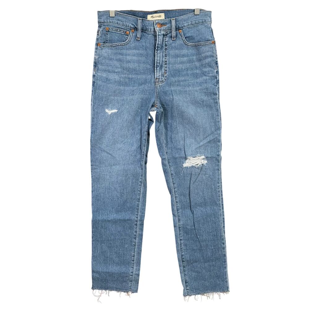 Madewell Womens Jeans Blue The Perfect Vintage High Rise Raw Hems Stretch 28